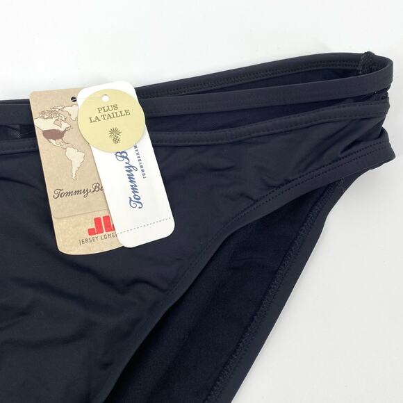 TOMMY BAHAMA NWT Black Mesh Inset Hipster Bikini Bottoms Full Coverage Size 1X - Picture 6 of 10